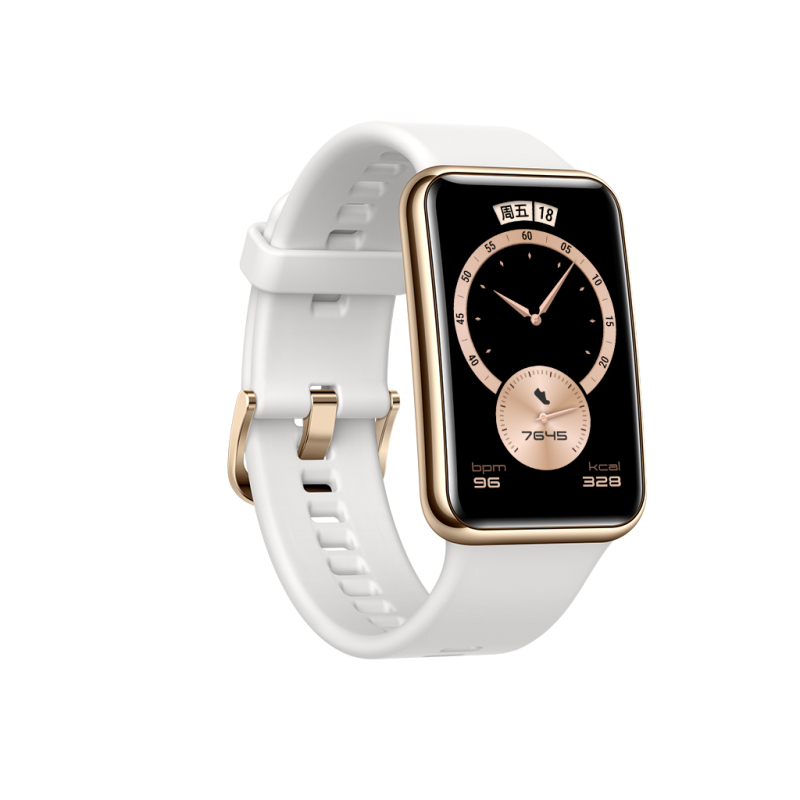 华为/HUAWEI WATCH FIT 智能手表 轻薄全彩大屏 动画健身私教 心理健康管理 雅致款 凝霜白 凝霜白氟橡胶表带