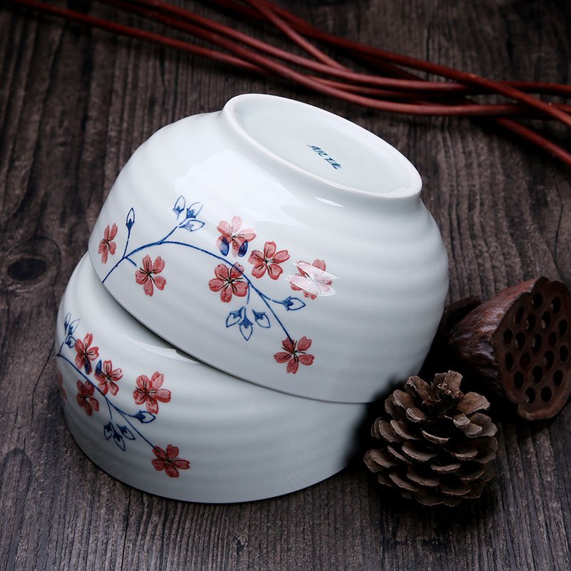 靓佳 釉下彩面碗浪漫樱花7英寸2个装 汤碗 大碗 日式碗 陶瓷碗 大汤碗 大面碗 高脚碗 防烫 加厚碗