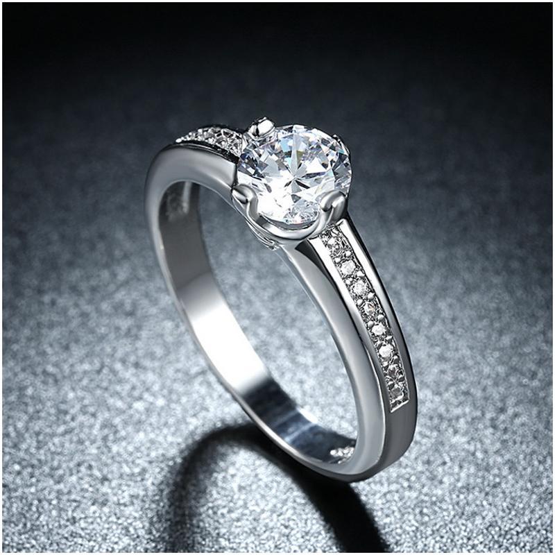 R826-CCouple Love Gold Rings铂金订婚戒指男女钻石情侣简约日韩送女朋友七夕情人节礼物