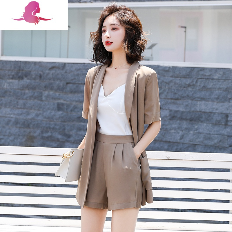 艳如飞欧货西装短裤套装女韩版夏季新款名媛高端气质女范雪纺两件套潮