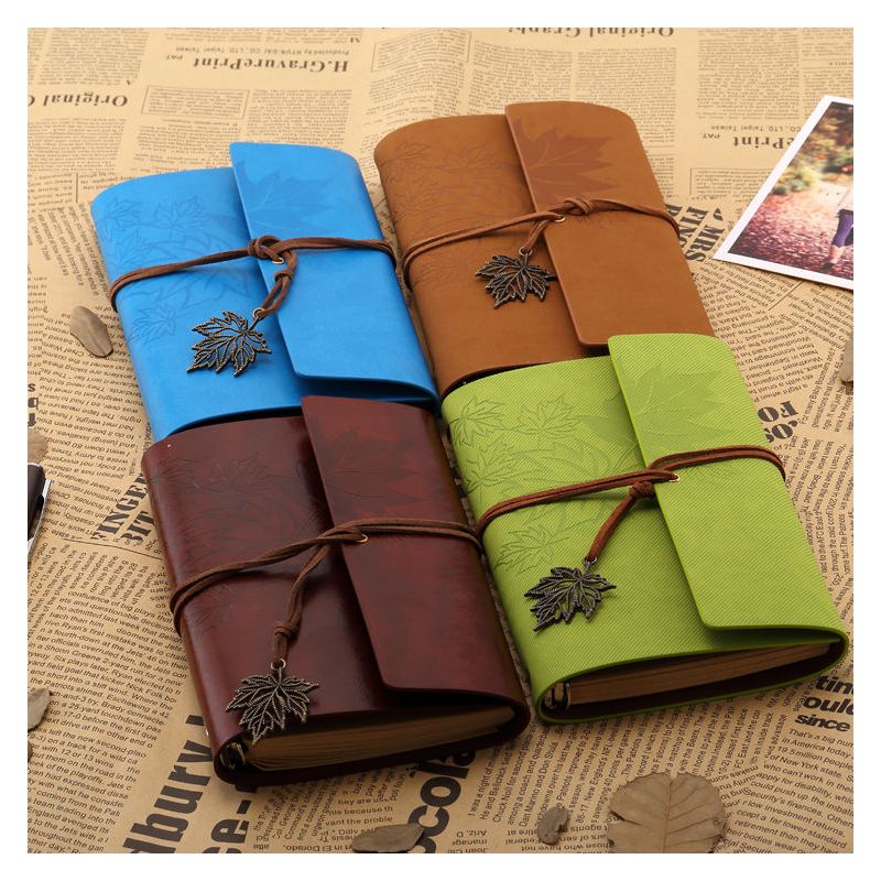 欧式日记本复古创意牛皮本子个性枫叶旅行笔记本文具小活页记事本