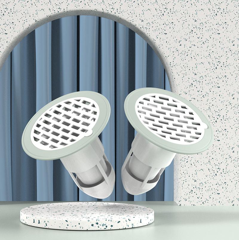 地漏防臭器下水道堵口管卫生间厕所防反臭反味神器防虫密封塞盖芯--地漏防臭芯【2个装】--灰白