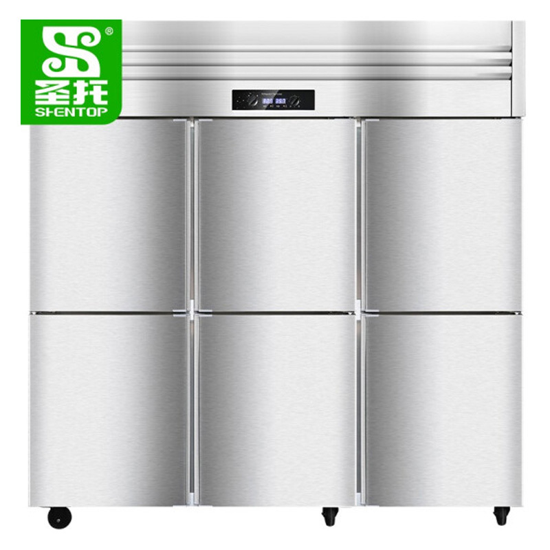 圣托(Shentop)厨房冰柜立式冷冻柜 酒店饭店六门冰箱商用 不锈钢全冷冻保鲜展示柜 STLN-GD36