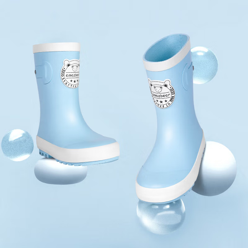 甜甜仔学院风橡胶雨鞋儿童雨鞋男童女童防滑水鞋宝宝雨靴女款学生雨靴男孩胶鞋 静谧蓝 32码/内长21.2cm