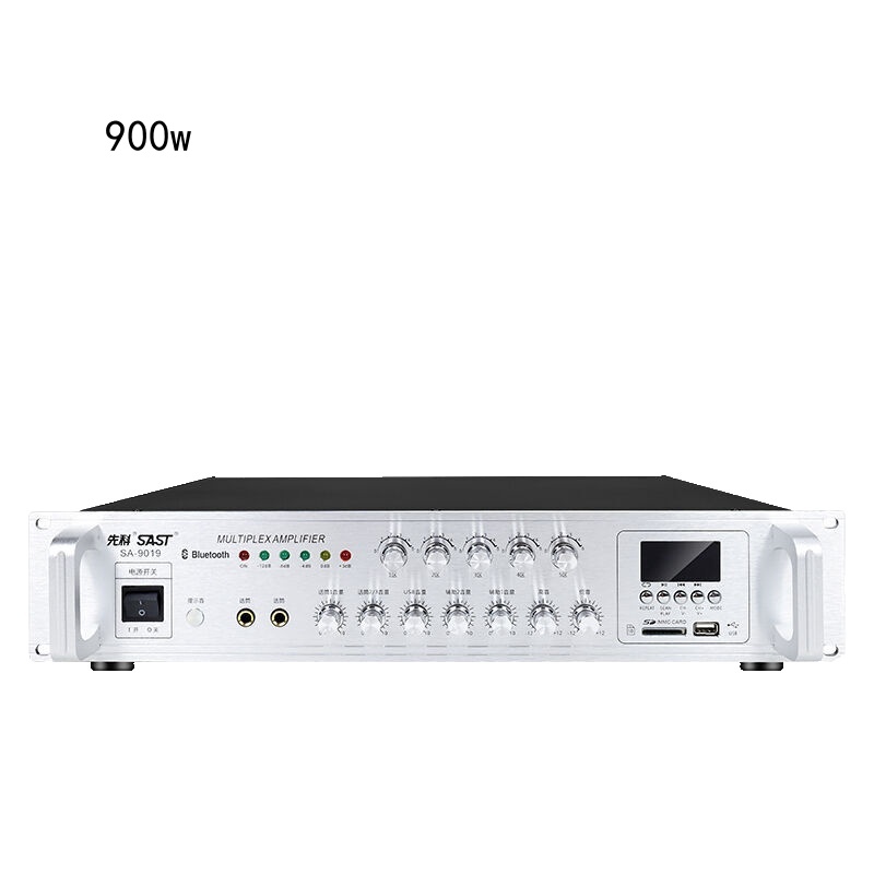 先科SA-9019功放机大功率5分区蓝牙专业放大器定压音柱箱 900W五分区独立调节蓝牙功放高清大图
