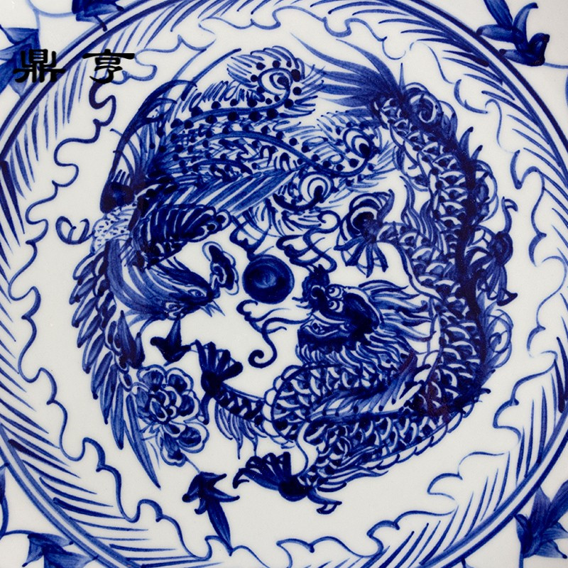 鼎亨景德镇陶瓷器手绘青花龙凤戏珠盘子鱼盘汤盘剁椒鱼头超大盘特