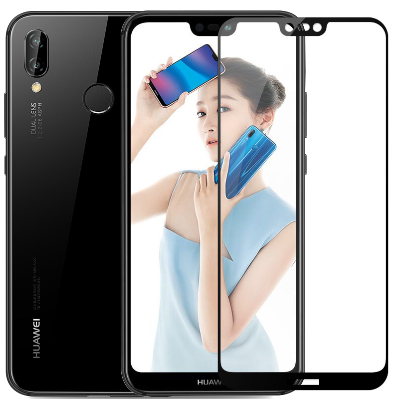 [买2送手机壳]轻万适用华为nova3e钢化膜honor全屏玻璃贴膜huawei黑色高清手机保护膜高清大图