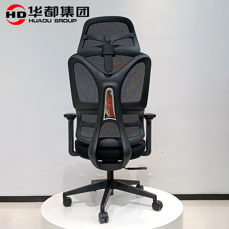 HDYX-25 华镜曜黑网布工学转椅工学网布椅办公电脑椅子扶手升降转椅弓形可躺午休会议职员培训椅高清大图