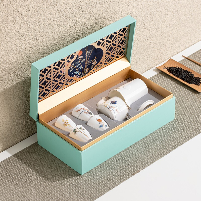 苏氏陶瓷/SUSHI CERAMICS J0525 君子风范功夫茶具套装一茶海4杯精致礼盒装(茶壶) (单位:盒)
