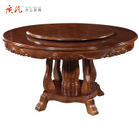 中式餐桌椅组合带转盘