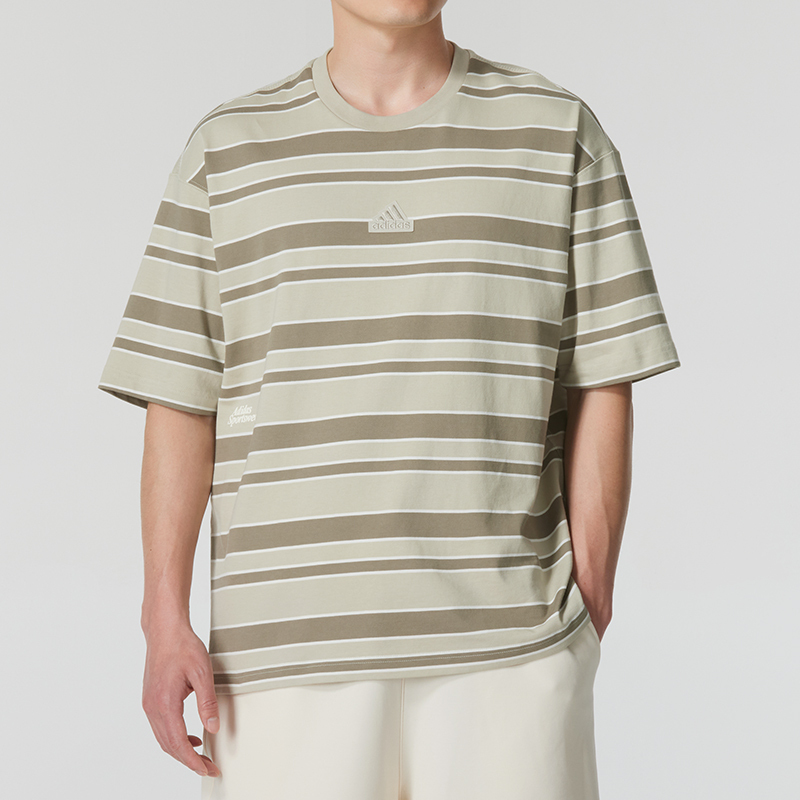 Adidas阿迪达斯男子新款运动训练休闲圆领短袖宽松透气T恤IT3928 ZP