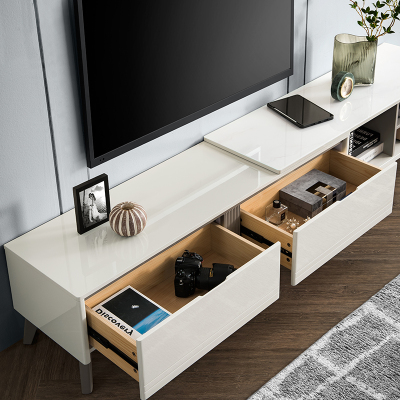 芝华仕轻奢现代极简茶几电视柜组合钢化玻璃可伸缩小户型pt020