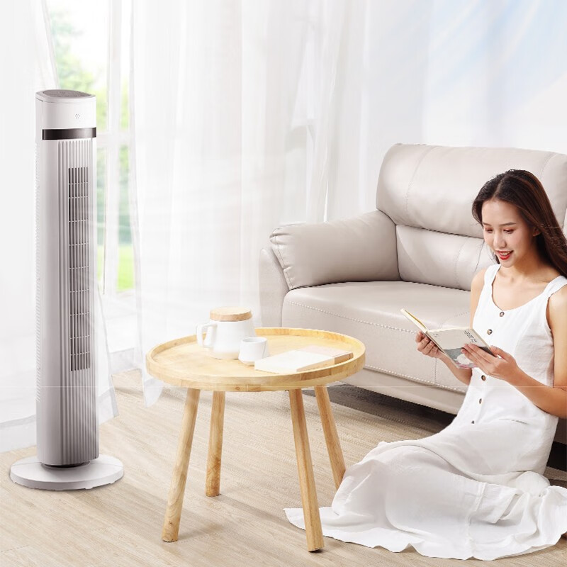 美的(Midea)塔扇大厦扇柱形不占空间立体柔风遥控家用摇头定时自然风节能ZAE09MA电风扇落地无叶预约 白色高清大图