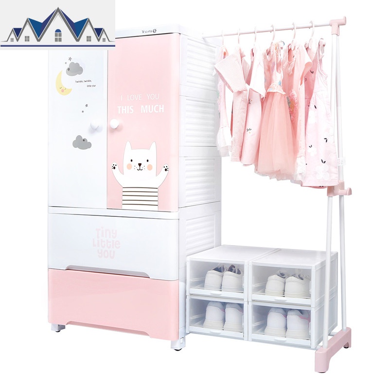 抽屉式收纳柜加厚双开儿童衣柜宝宝衣橱塑料卡通柜子储物柜_101高清大图