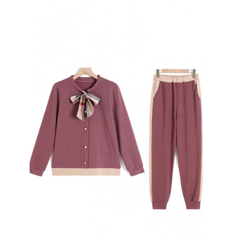 妈妈秋装套装长袖针织衫休闲装女士上衣服中老年人春秋大码两件套_401高清大图