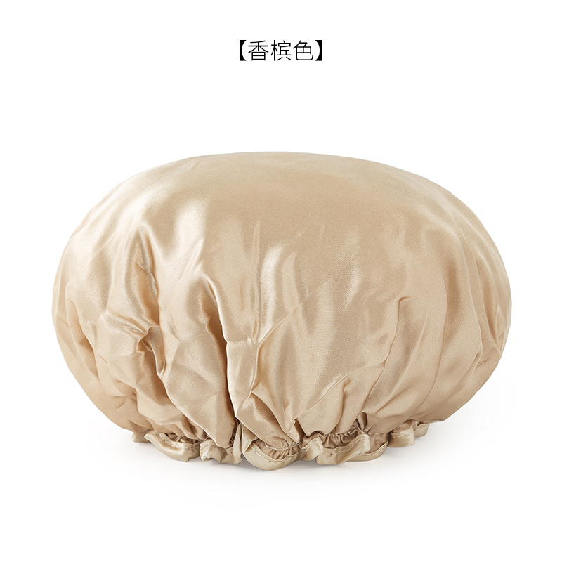 双层防水浴帽成人女款头发罩淋浴头套帽子沐浴发套防油烟发帽洗澡 三维工匠 香槟金高清大图