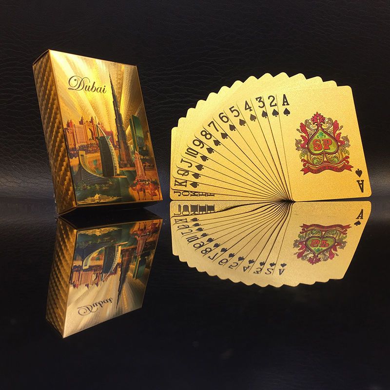 土豪金金箔塑料扑克牌澳门风云金箔扑克高档娱乐牌金色彩可带配牌