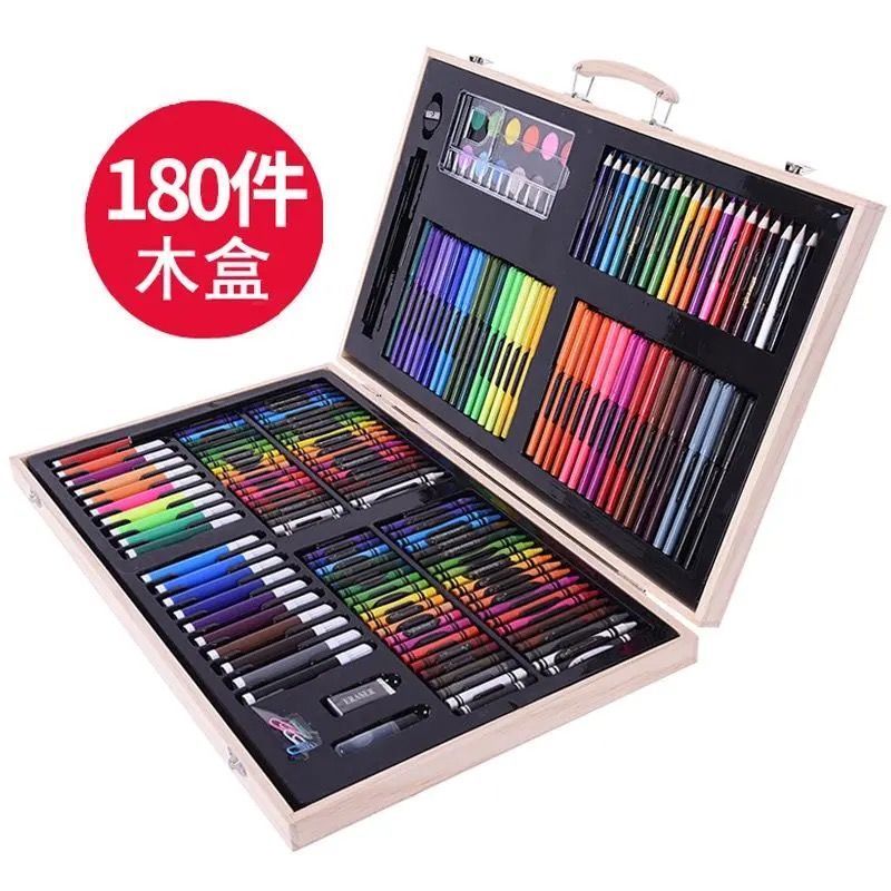 儿童画画笔套装小学生美术可擦洗彩色笔幼儿园水彩笔蜡笔生日礼物|86套装粉送-1绘画本