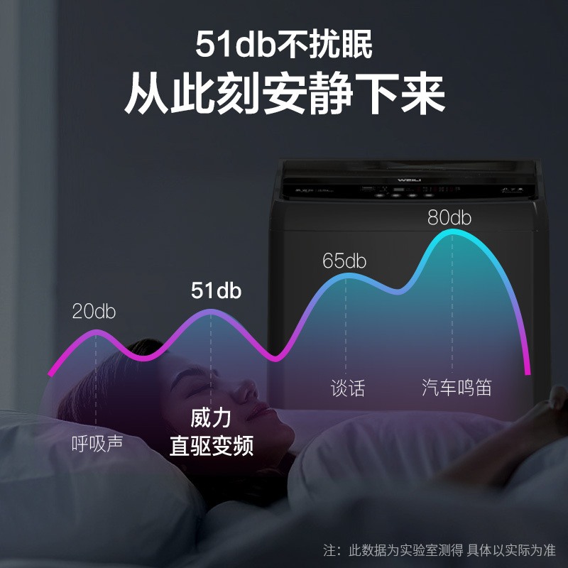 威力(WEILI)10公斤大容量直驱变频波轮洗衣机全自动 智能模糊 一级能效洁桶风干(钛金灰)XQB100-1929D