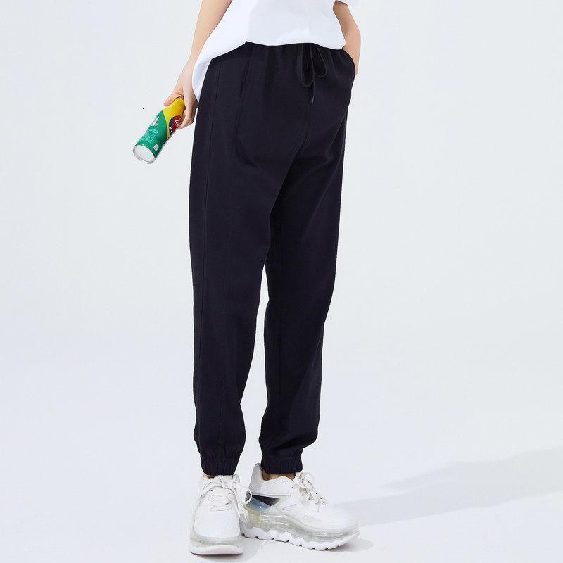 【1件5折价:49.5】美特斯邦威束脚休闲裤女款女休闲纯棉女士针织裤 影黑 160/26