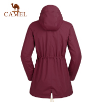 【明星同款】CAMEL骆驼户外冲锋衣 秋冬新款女款加绒加厚防风防水中长款工装冲锋衣