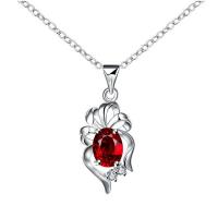 N060Women Silver Necklace镀925纯银镶宝石坠项链女送女友首饰送女朋友七夕情人节礼物