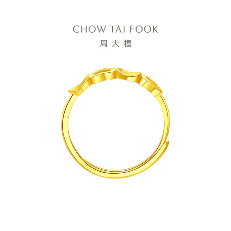 周大福 愿得伊人心足金黄金戒指计价 (工费:80元)EOF200七夕礼物