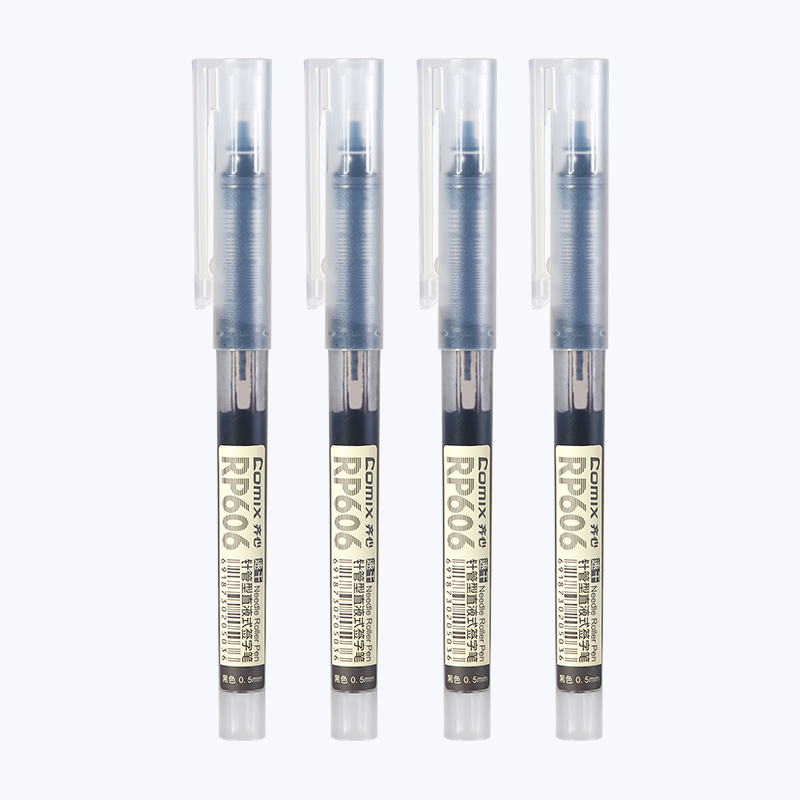 齐心 RP606 全针管直液式签字笔 0.5mm 10支/盒 黑高清大图