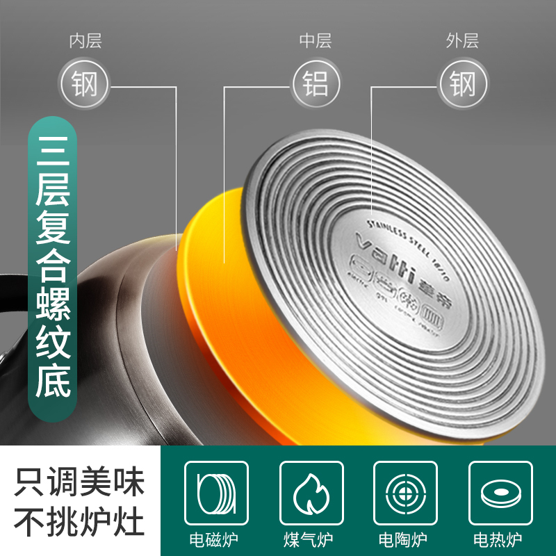 华帝 VATTI 汤蒸锅304不锈钢22cm带蒸层汤锅加厚蒸锅家用炖锅燃气灶适用