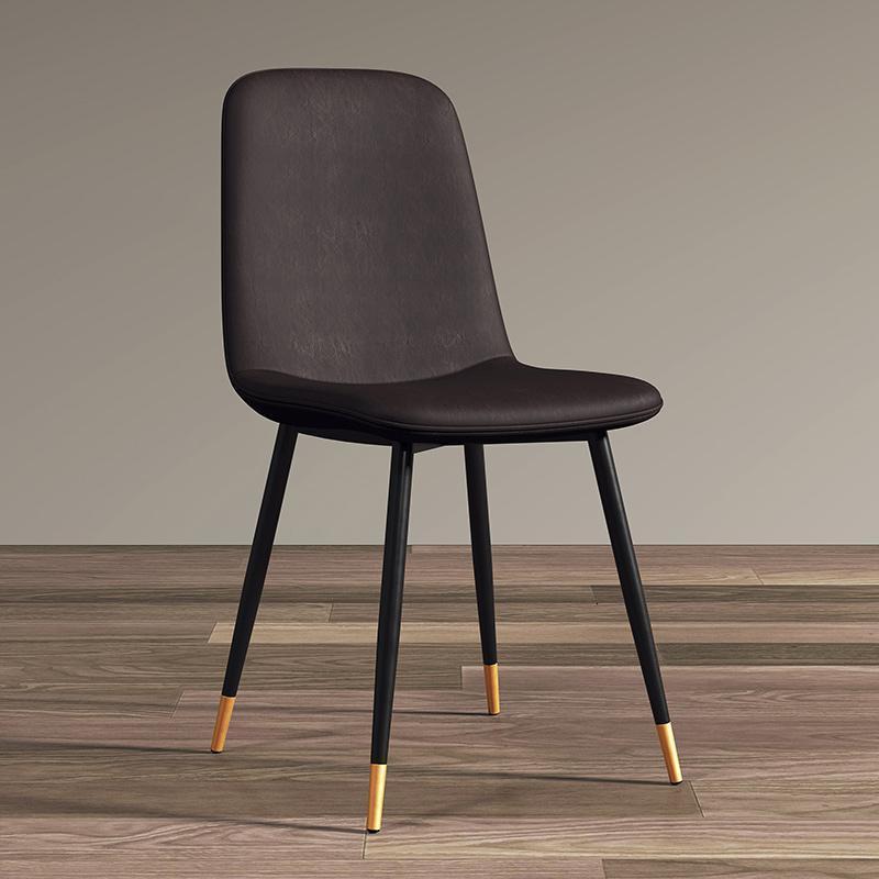 汐岩北欧轻奢餐椅现代简约靠背休闲餐厅咖啡厅电脑家用桌椅凳子 黑金棕色