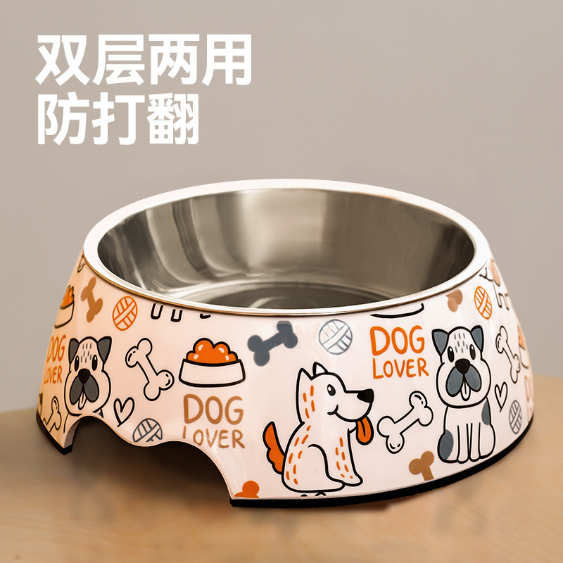 CCKO狗狗碗食盆防打翻猫咪喝水碗不锈钢猫粮碗宠物用品[升级304]双层彩色动物碗 S高清大图