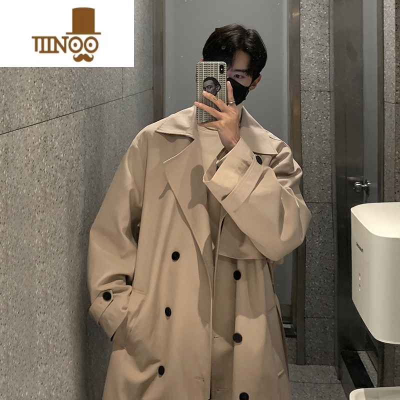 YANXU双排扣风衣外套男薄款2023男生感大衣中长款3A套外高清大图