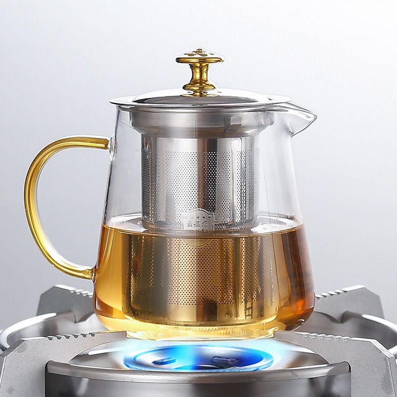 加厚玻璃煮茶壶可加热茶具家用办公泡茶壶加长304滤网明火熬茶壶451