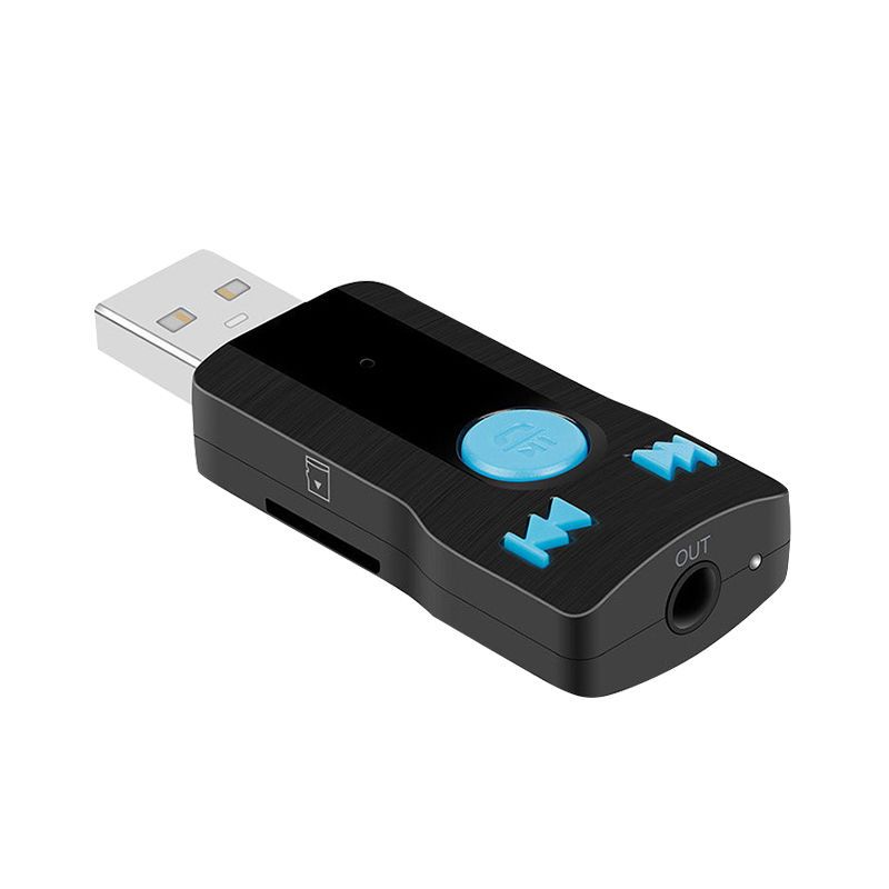 可插卡直接使用蓝牙-黑色 USB蓝牙音频接收器5.0转音箱响功放汽车载播放AUX有线变无线耳机