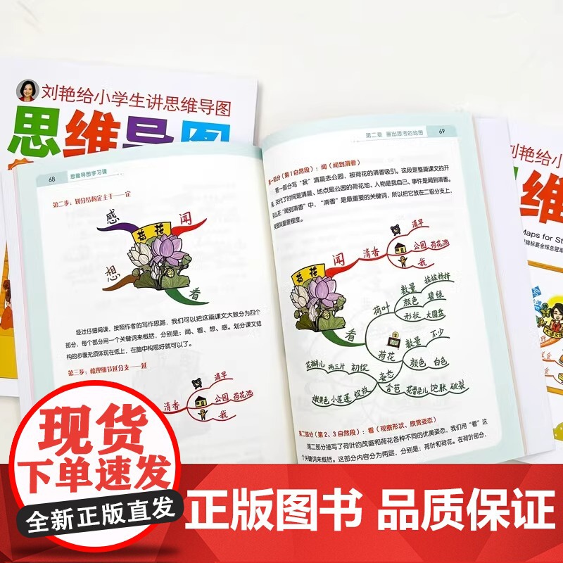 刘艳给小学生讲思维导图全3册学习课复习课大语文课高效学习方法全集6-12岁儿童学习方法书籍小学生语文思维导图课辅导书籍高清大图