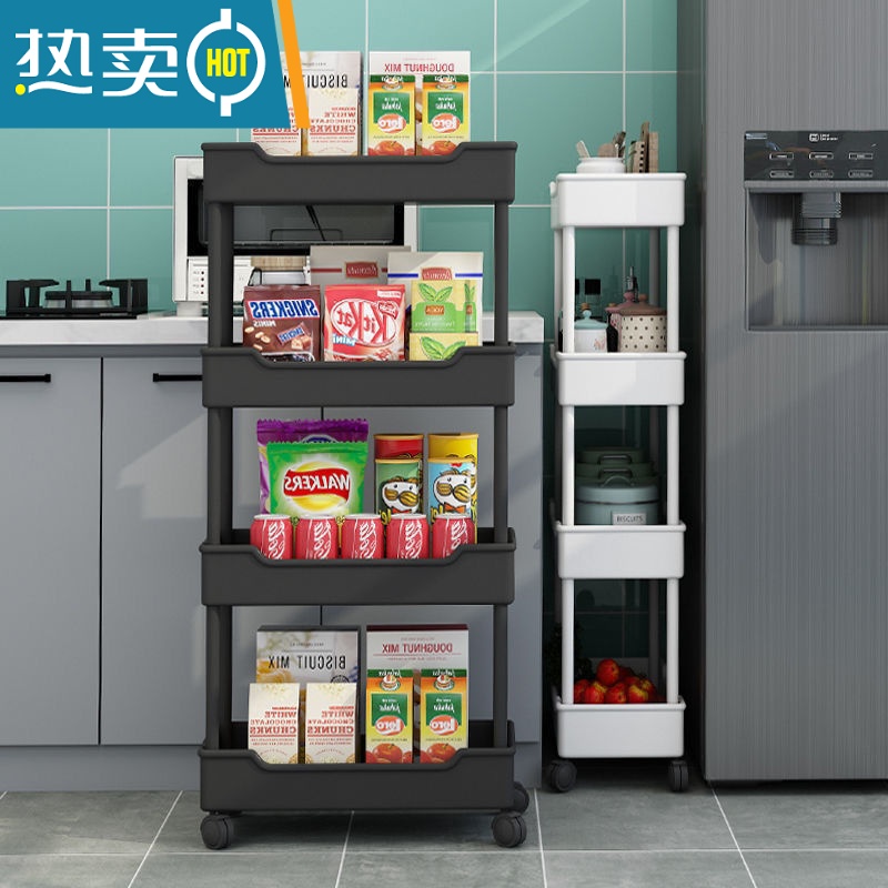 敬平小推车厨房置物架收纳架子卧室卫生间可移动零食车多层落地调料架高清大图