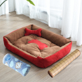狗窝冬天保暖大型中型小型宠物用品狗床狗垫子网红款猫窝四季通用_611 E-90*70CM【建议70斤内】 红咖色+骨头+凉席+毛毯