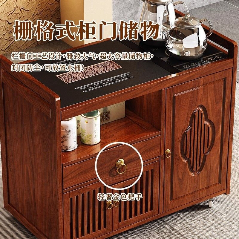晋舰多功能茶水柜茶桌边柜新中式客厅茶水台茶叶柜烧水边几柜80单门茶桌-带盖板款高清大图