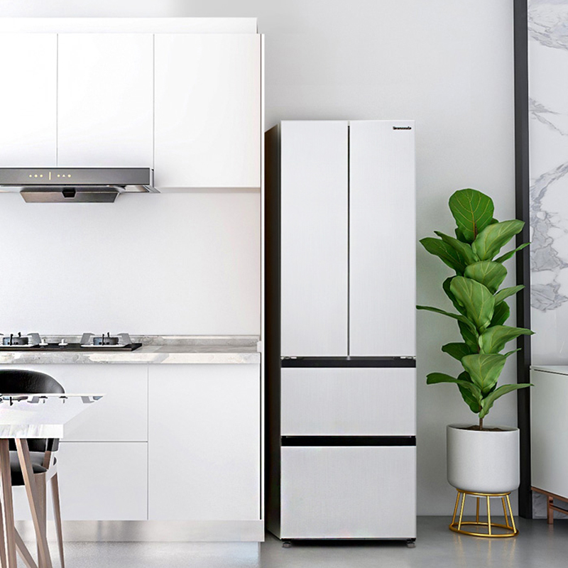 松下panasonic390升四门法式多门超薄冰箱银离子60cm宽占地小小小白