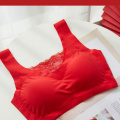 南极人乳胶大红色本命年结婚内衣聚拢收副乳文胸罩防下垂 XXL135-150斤 单件：幸运红内衣背心