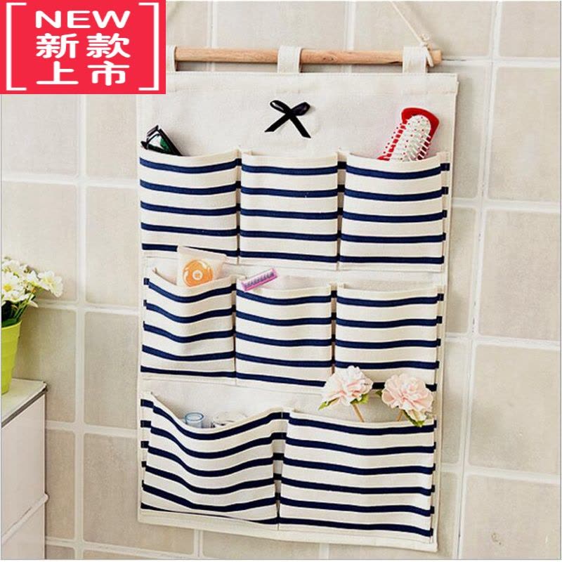 可莉允悬挂北欧布艺墙面门后防水收纳袋整理袋客厅厨房卫生间 手机挂袋图片
