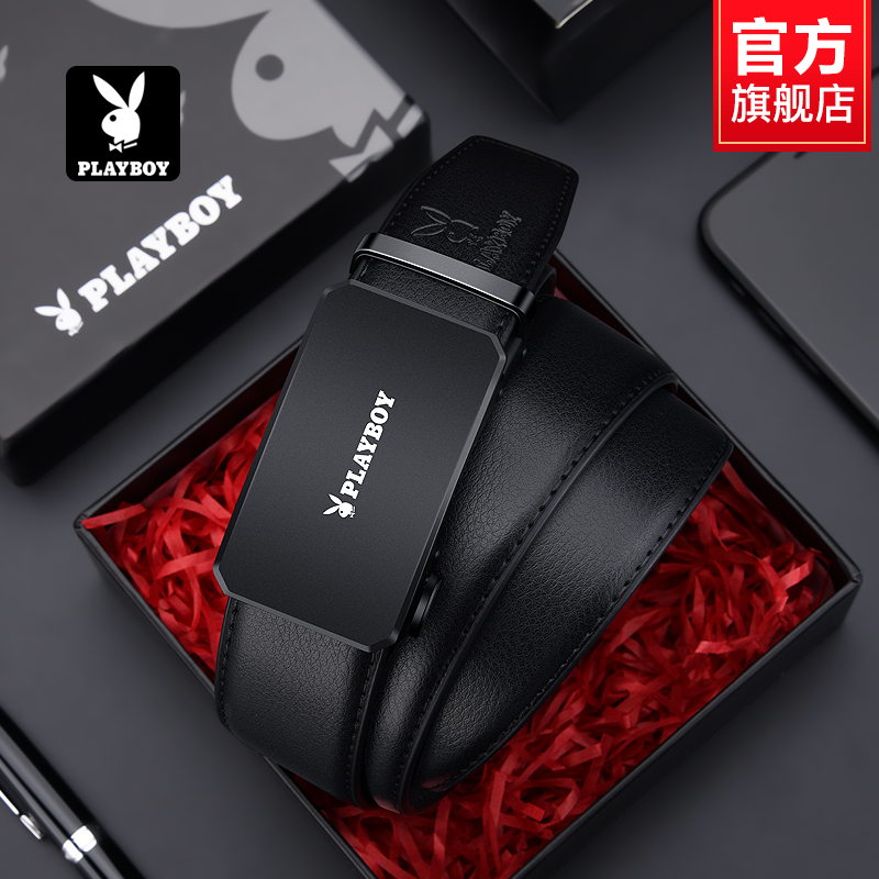 花花公子男士皮带2024新款年轻人学生真皮腰带男款牛皮裤带正腰腰高清大图