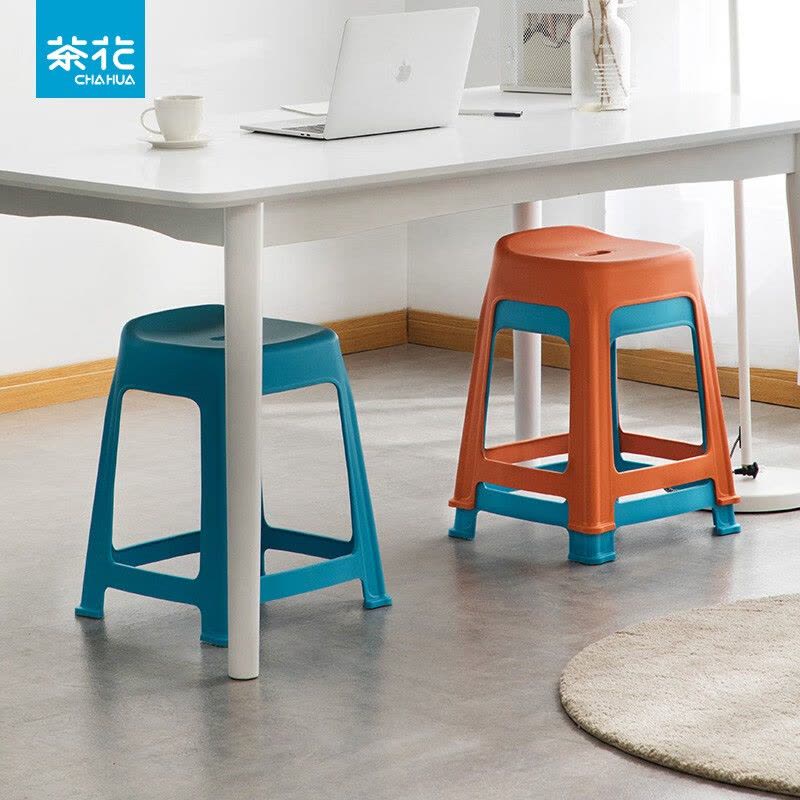 茶花(CHAHUA)其他日杂小件家用成人塑料防滑贝壳高凳109002蓝色图片