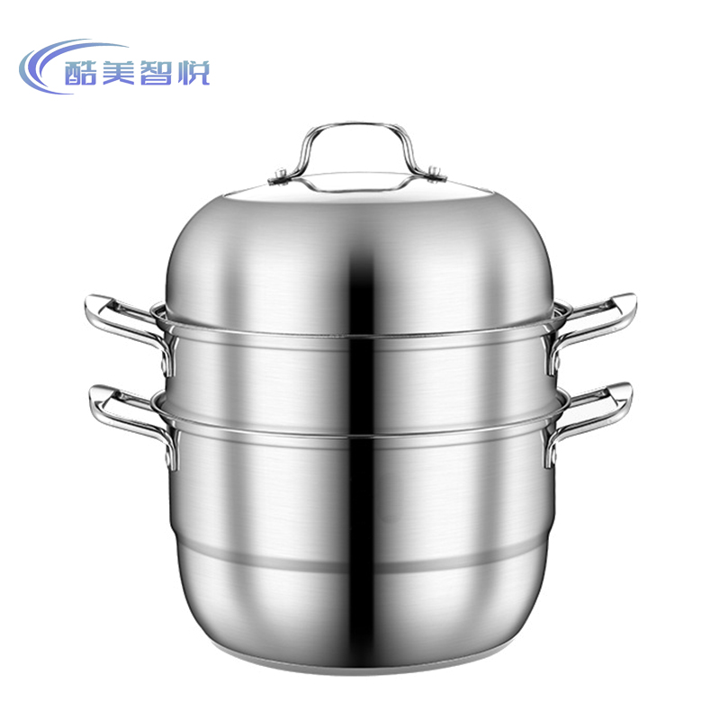 酷美智悦 304三层蒸锅实心把手30cm KM-JZ471 个高清大图