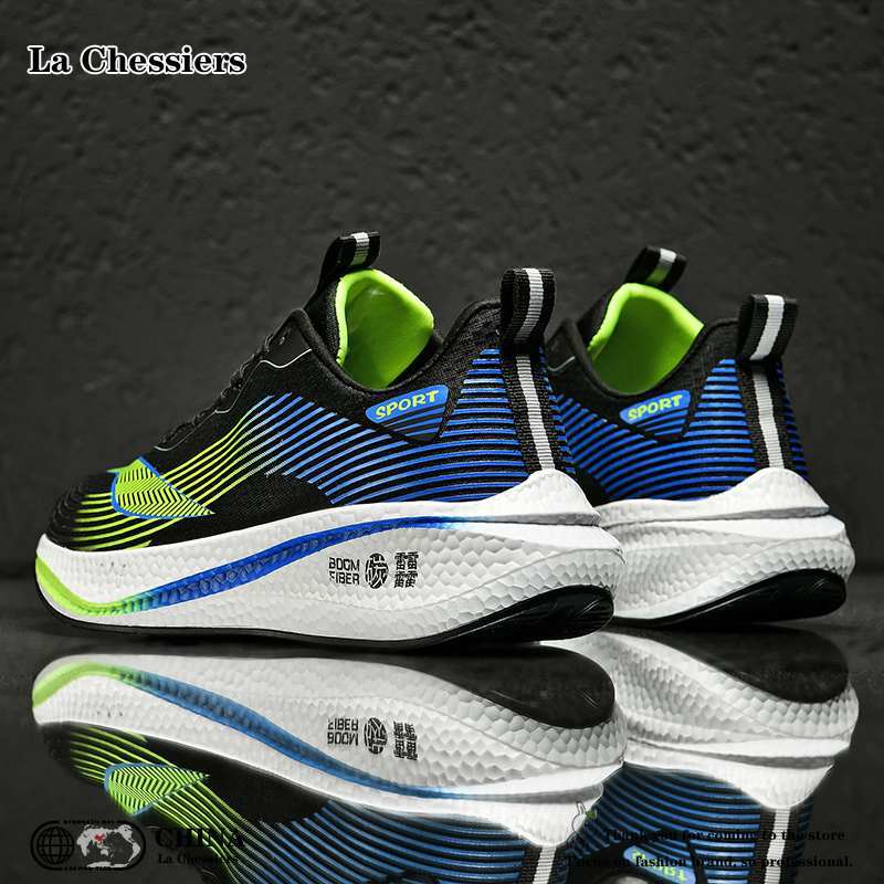 La Chessiers户外跑步鞋男春秋冬季新款超轻减震休闲运动鞋飞织网面老爹潮鞋子