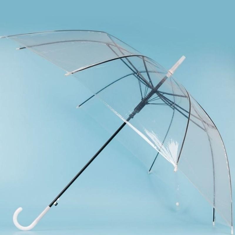 名创优品miniso透明poe长柄伞商务会议用伞情侣黑白色透明雨伞poe白色