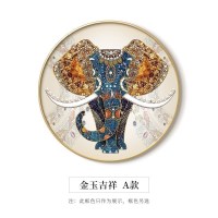 美帮汇大象客厅装饰画新房装饰圆形挂画客厅沙发墙壁画玄关现代装饰画