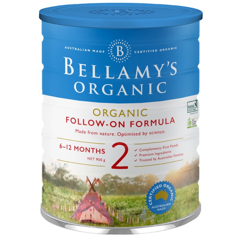 贝拉米(Bellamy)有机较大婴儿配方奶粉2段(6-12月)900g/罐 澳洲原装进口
