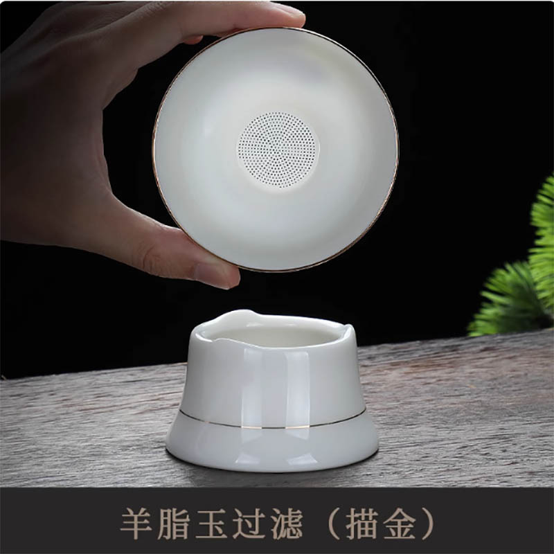 方然羊脂玉金边茶漏高清大图