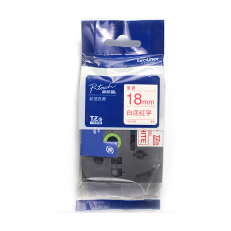 兄弟(brother)TZE-242原装标签色带/碳带 白底/红字 18mm
